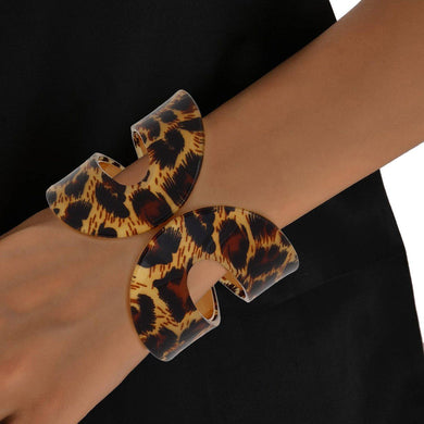 Cuff Wild Tribal Brown Leopard Print Loop Bracelet