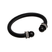 Load image into Gallery viewer, Bracelet Black Thick Cable Classic Pearl Bangle
