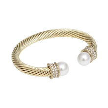 Load image into Gallery viewer, Bracelet Gold Thick Cable Classic Pearl Bangle
