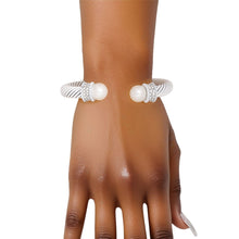 Load image into Gallery viewer, Sorority White Thick Cable Classic Bangle
