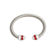 Load image into Gallery viewer, DST Sorority Red White Pearl Cable Classic Bangle
