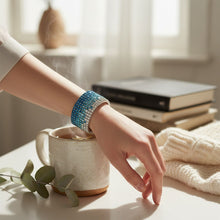 Load image into Gallery viewer, Bangle Blue Ombre Rhinestone 12 Row Bracelet
