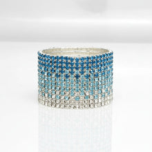 Load image into Gallery viewer, Bangle Blue Ombre Rhinestone 12 Row Bracelet
