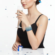 Load image into Gallery viewer, Bangle Blue Ombre Rhinestone 12 Row Bracelet
