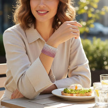 Load image into Gallery viewer, Bangle Pink Ombre Rhinestone 12 Row Bracelet
