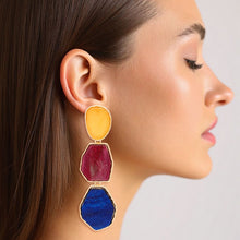 Load image into Gallery viewer, Dangle Glittery Galaxy Multicolor Organic Earrings
