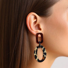 Load image into Gallery viewer, Drop Jungle Chic Leopard Print Geometric Earrings
