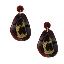 Load image into Gallery viewer, Drop Organic Teardrop Leopard Resin Earrings
