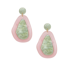 Load image into Gallery viewer, Drop Organic Teardrop AKA Pink Green Earrings
