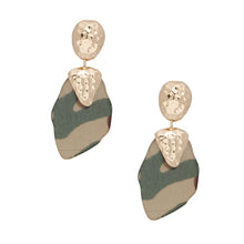 Load image into Gallery viewer, Drop Chic Camouflage Print and Gold Earrings Women
