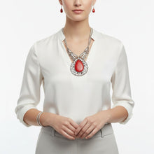 Load image into Gallery viewer, Pendant XL Red Cracked Teardrop Tribal Necklace
