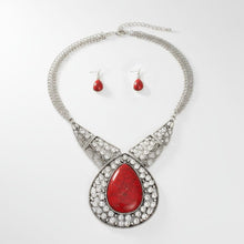 Load image into Gallery viewer, Pendant XL Red Cracked Teardrop Tribal Necklace
