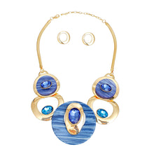 Load image into Gallery viewer, Necklace Gold Blue Circular Bib for Women
