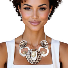 Load image into Gallery viewer, Necklace Silver Leopard Circular Bib for Women
