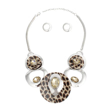 Load image into Gallery viewer, Necklace Silver Leopard Circular Bib for Women
