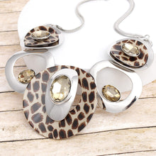 Load image into Gallery viewer, Necklace Silver Leopard Circular Bib for Women
