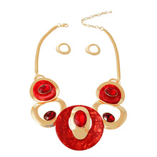 Load image into Gallery viewer, Necklace Gold Red Circular Bib for Women
