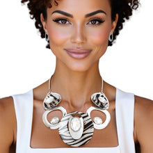 Load image into Gallery viewer, Necklace Silver Zebra Circular Bib for Women
