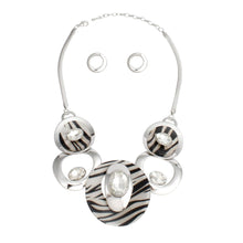 Load image into Gallery viewer, Necklace Silver Zebra Circular Bib for Women
