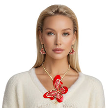 Load image into Gallery viewer, Necklace Red Butterfly 3D Pendant Set Women
