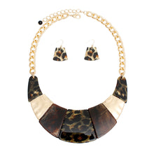 Load image into Gallery viewer, Necklace Marbled Leopard Bib and Chain for Women
