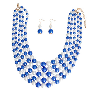 Blue and White Pearl 5 Strand Set