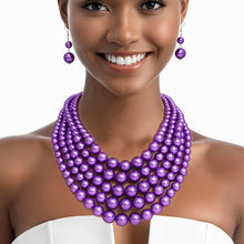 Load image into Gallery viewer, Pearl Necklace Purple 5 Strand Set for Women
