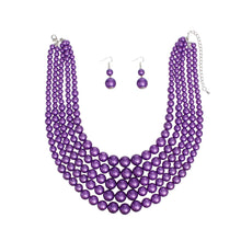 Load image into Gallery viewer, Pearl Necklace Purple 5 Strand Set for Women
