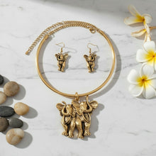 Load image into Gallery viewer, Pendant Burnished Gold Double Elephant Choker
