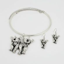 Load image into Gallery viewer, Pendant Burnished Silver Double Elephant Choker
