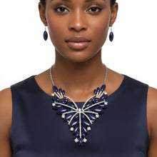 Load image into Gallery viewer, Bib Regal Tribal Blue Cracked Marquise Necklace
