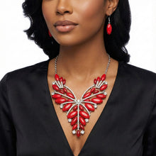 Load image into Gallery viewer, Bib Regal Tribal Red Cracked Marquise Necklace

