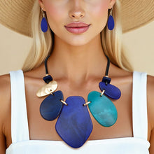 Load image into Gallery viewer, Necklace Shades of Blue Bib Set for Women
