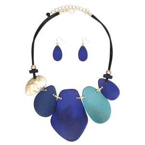Necklace Shades of Blue Bib Set for Women