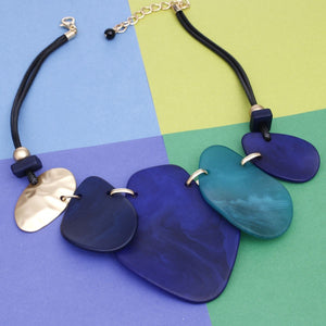 Necklace Shades of Blue Bib Set for Women
