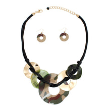 Load image into Gallery viewer, Necklace Black Cord Camo Rings Set for Women
