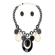 Load image into Gallery viewer, Necklace Black White Oval Swirled Set for Women
