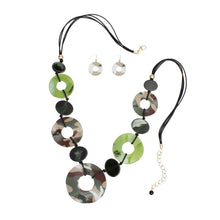 Load image into Gallery viewer, Long Linked Camouflage Rings Black Cord Necklace

