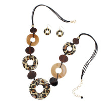 Load image into Gallery viewer, Long Linked Leopard Rings Black Cord Necklace
