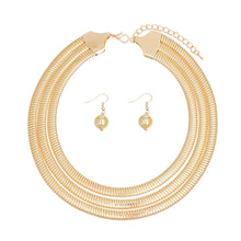 Load image into Gallery viewer, Choker Necklace Gold Triple Omega Set for Women
