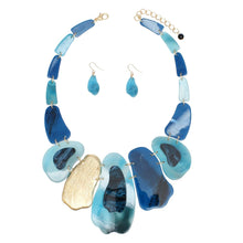 Load image into Gallery viewer, Bib Marbled Blue Link Necklace for Women
