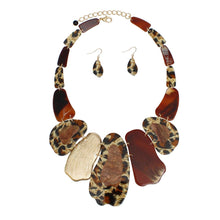 Load image into Gallery viewer, Bib Marbled Leopard Brown Link Necklace for Women
