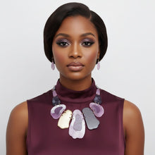 Load image into Gallery viewer, Bib Marbled Purple Link Necklace for Women
