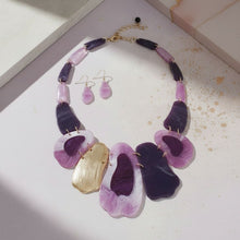 Load image into Gallery viewer, Bib Marbled Purple Link Necklace for Women
