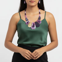 Load image into Gallery viewer, Bib Marbled Purple Link Necklace for Women
