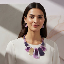 Load image into Gallery viewer, Bib Marbled Purple Link Necklace for Women
