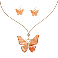 Load image into Gallery viewer, Pendant Orange Butterfly Adjustable Cord Necklace
