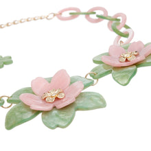 Load image into Gallery viewer, AKA Collar Marbled Pink Green Links 3D Flower Set

