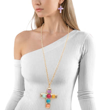Load image into Gallery viewer, Pendant Multicolor Cross Long Gold Chain Necklace
