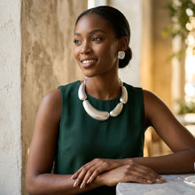 Load image into Gallery viewer, Matte Silver Collar Domed Industrial Link Necklace
